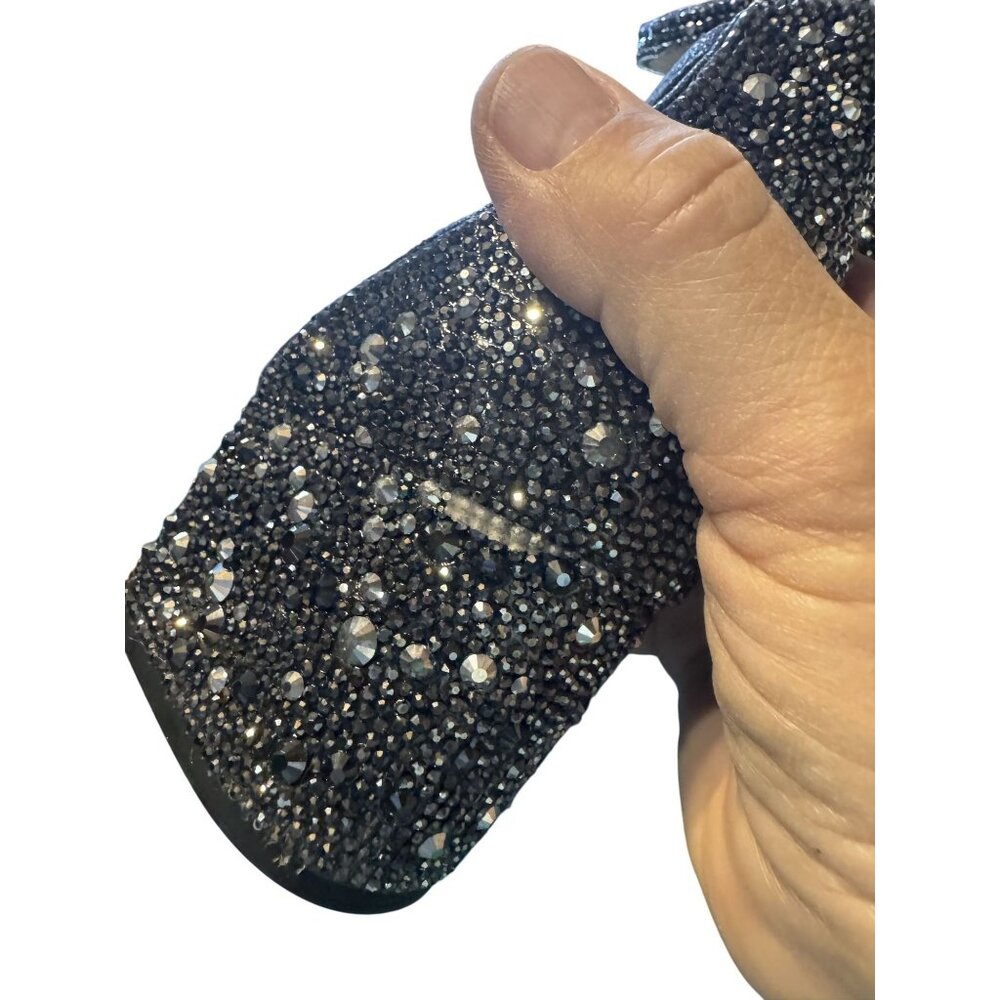Betsey Johnson Womens Black Rhinestone-Embellished Ankle Strap Block Heel Sandal - Picture 6 of 7